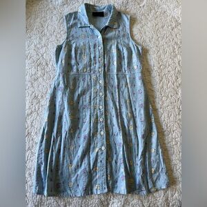 Denim&Co Light Blue Linen blend garden Print Dress Size 8